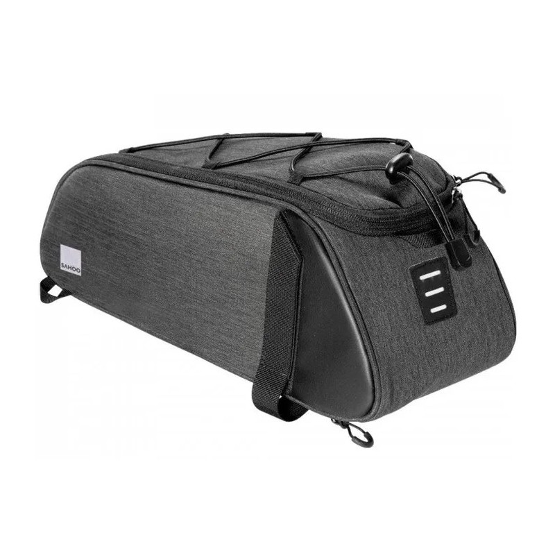 SAHOO  Rack Top Bag, 8L, Main pocket, 2 side zippered pockets,L39/W15/H17cm ,velcro attach, Black, 600D Nylon