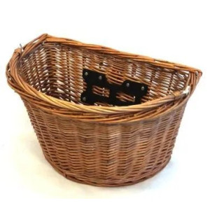 BASKET - Front, Wicker, Q/R, D-Shape, With Handle, 380mm x 280mm x 220mm