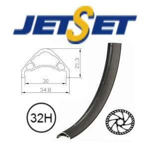 RIM 26" x 30mm - JETSET AE-30 - 32H - (559 x 30) - Presta Valve - Disc Brake - D/W - Tubeless Ready - BLACK - (661g) Quality Je